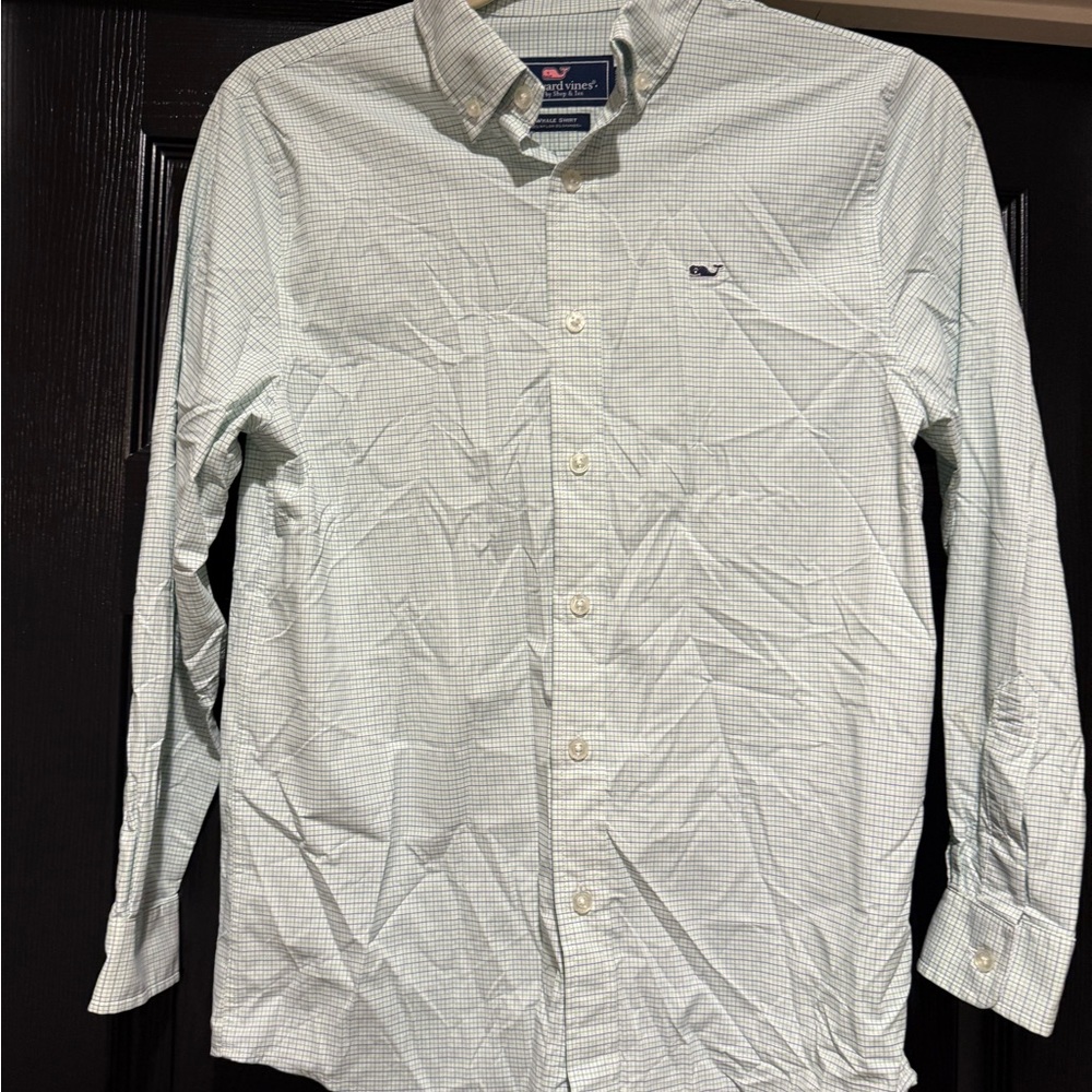 Vineyard Vines Boy’s Blue &  Green Checkered Shirt size M